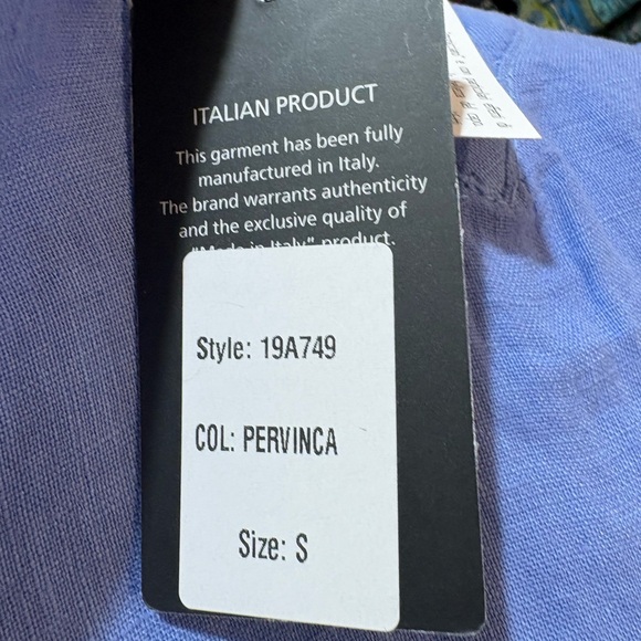 Linen Midi Dress Periwinkle Blue Sleeveless Ruffle Hem Italy S NWT - Picture 8 of 8